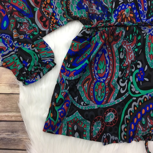 tibi multicolor/print silk wrap top - Picture 3 of 5